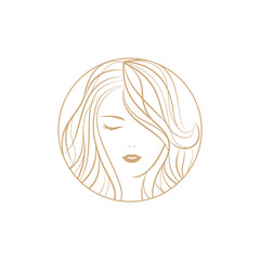 Natural beauty woman long hair logo for salon