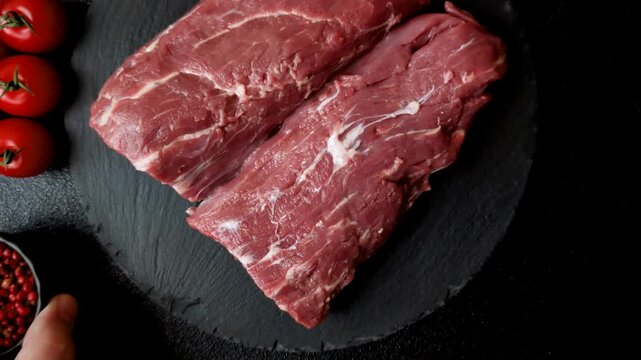 Raw meat, fresh beef tenderloin or filet mignon for grilling. Raw beef tenderloin