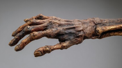 Fototapeta premium World Leprosy Day. Detailed clinical documentary image showing physical deformities caused by leprosy clawed hand, muscle wasting, visible nerve thickening