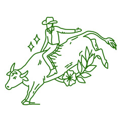 Obraz premium Cowboy rodeo in bull tattoo style