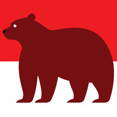 Bold clean silhouette of a standing bear in a simple graphic style