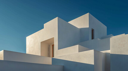 Cloud dancer modern architecture design white building exterior under bright blue sky day colour of the year 2026