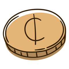 Cedi currency coin color doodle