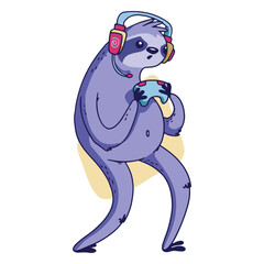 Obraz premium Gamer sloth illustration