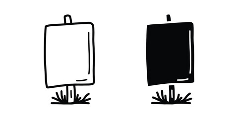 Signpost Doodle Icon. Simple Arrow Board Clipart