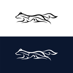 running wolf logo design template