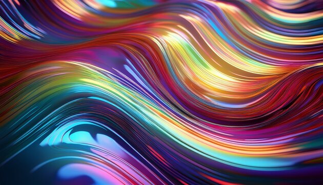 rippling wave iridescent background with wet rainbow stripe effect