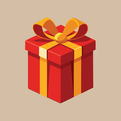 A vibrant red gift box with a bright yellow ribbon and bow symbolizing celebration and surprise on a neutral background
