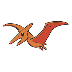 Orange baby pterodactyl dinosaur color stroke © Vexels