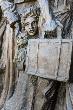 Detail of a little girl with a dog from the sculpture &lsquo;Angels Unawares&rsquo; by Canadian artist Timothy P. Schmalz, St Peter&rsquo;s Square, Vatican City.
