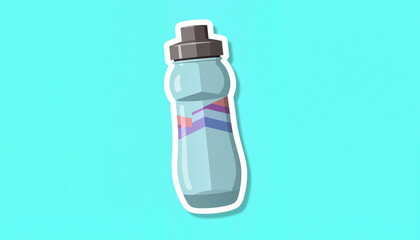 Stylized hydration bottle on bright teal backdrop, sports gear design