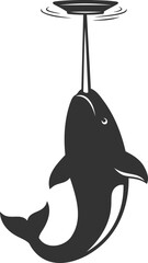 Playful narwhal balancing a spinning plate on its long tusk © SEMA