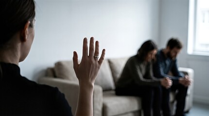 Therapist counseling a distressed couple with relationship problems