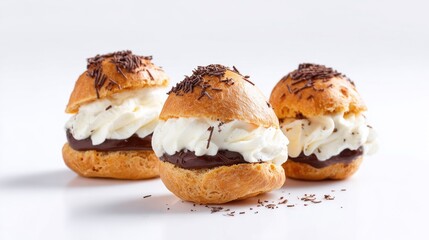 Close-Up of Cream Puffs on Marble Board