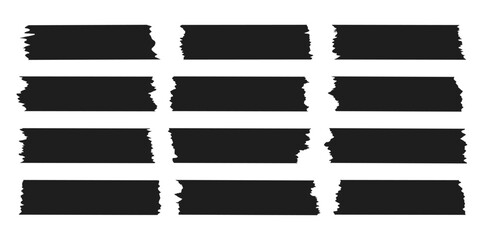 Silhouette of adhesive tape. Sticky tape, elements for notes, scrapbooking. Torn pieces tape with jagged edges. Vector illustration.