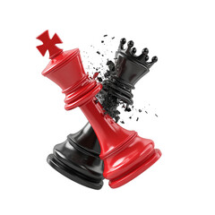 Red and Black Chess Kings Collide isolated on a transparent background 1