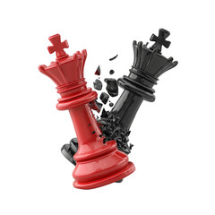 Red and Black Chess Kings Collide isolated on a transparent background 2