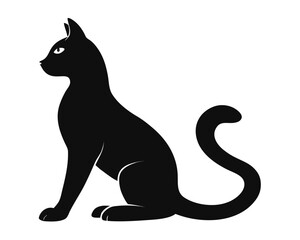 Cat sitting and stretching silhouette vector illustration isolated on white background