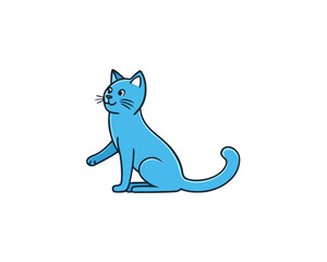 Cat sitting and stretching vector illustration isolated on white background