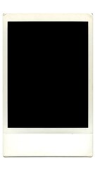 Blank instant photo frame with black center and aged paper texture polaroid