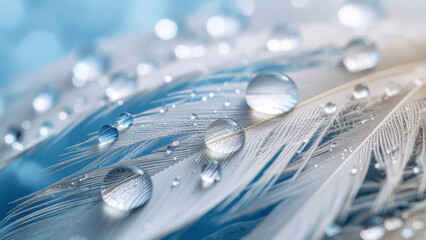 Water Droplets on Feather – Macro Close-Up