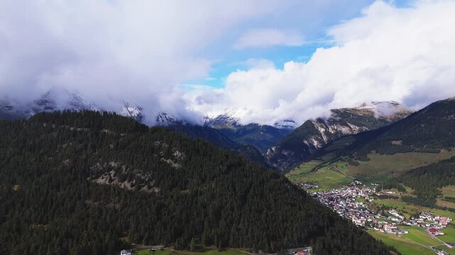 Dramatic Clouds Over the Mountain Landscape of Nauders in Tyrol, Austria