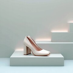 White Heels on Display in Minimalist Setting