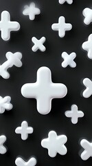 White Plus Signs on Black Background
