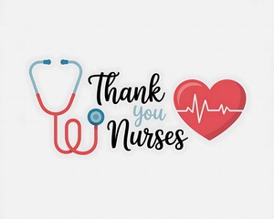 Thank you nurses with stethoscope and heartbeat icon