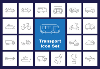 A Comprehensive Transport Icon Set Various Modes of Transportation for Design and Applications