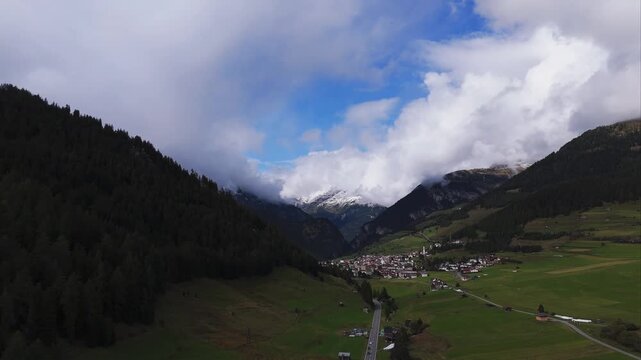 Dramatic Clouds Over the Mountain Landscape of Nauders in Tyrol, Austria