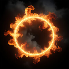 A blazing illustration of fire energy and hot smoke in the dark, a fiery symbol of heat