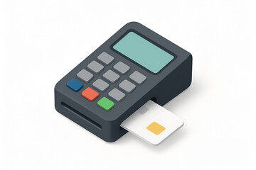 Modern Payment: A sleek electronic payment machine is shown with a credit card inserted, representing ease of financial transactions and technological advancements.