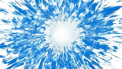 Obraz premium Abstract Blue Burst Halftone Background perfect for website banner, social media post, presentation background, flyer design, book cover, digital art, print