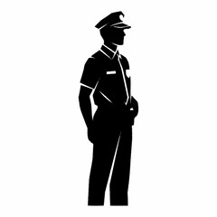 Silhouette of a police officer standing at attention.