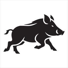 Wild Boar Silhouette Icon In Motion