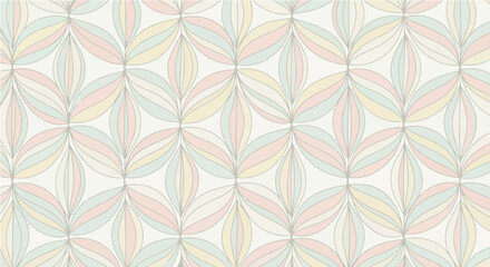 Abstract seamless vector pattern featuring a delicate geometric floral design in soft, retro pastel shades for wallpaper or fabric