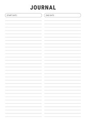 Minimalist Journal Page Template | Printable Lined Journal | Start & End Date Planner Sheet