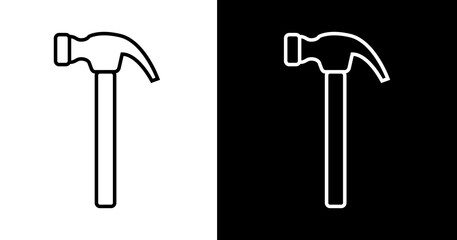 black and white illustration of hammer icon