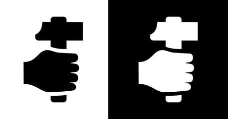 black and white illustration of hammer icon