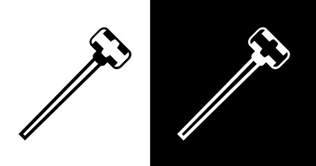 black and white illustration of hammer icon