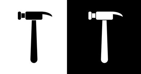 black and white illustration of hammer icon