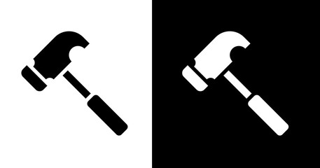 black and white illustration of hammer icon