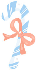 Cozy Winter Pastel – Candy Cane with Bow – Cute Christmas Clipart
