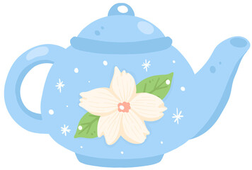 Cozy Winter Pastel – Winter Floral Teapot – Cute Clipart