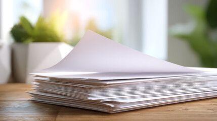 Stack of Blank Papers on Table