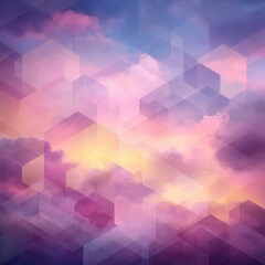 Abstract geometric pattern overlayed on cloudy sky background