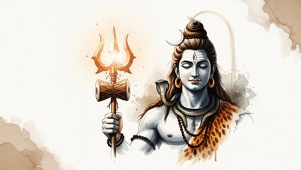 Fototapeta premium Serene depiction of lord shiva with tranquil expression and divine aura