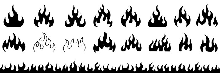 tribal fire flame tattoo icon set