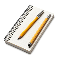 Two yellow pencils resting on a spiral notebook
